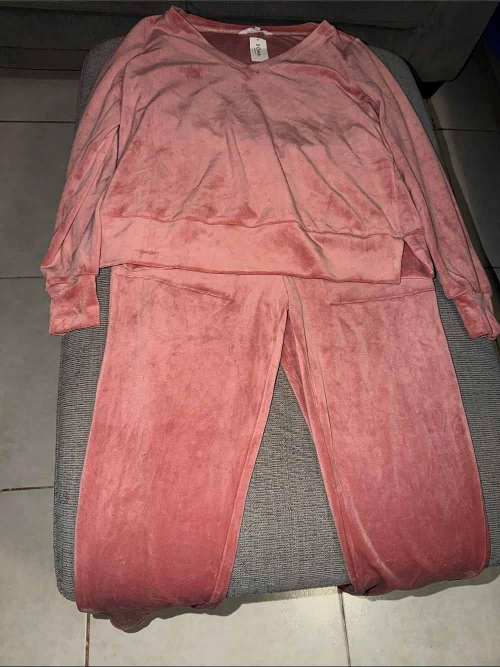 Soma intimates 2 Piece Set Clay Rose Velour Pajama Set